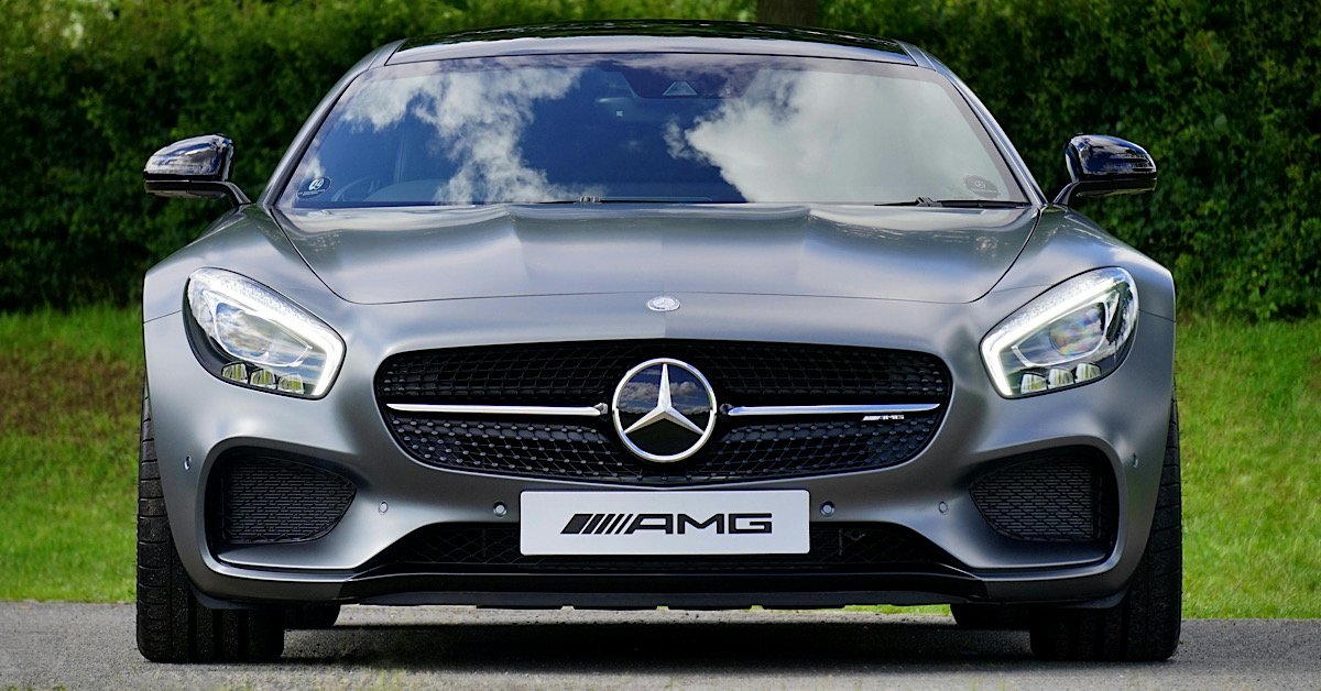 Sleek gray Mercedes AMG sports car