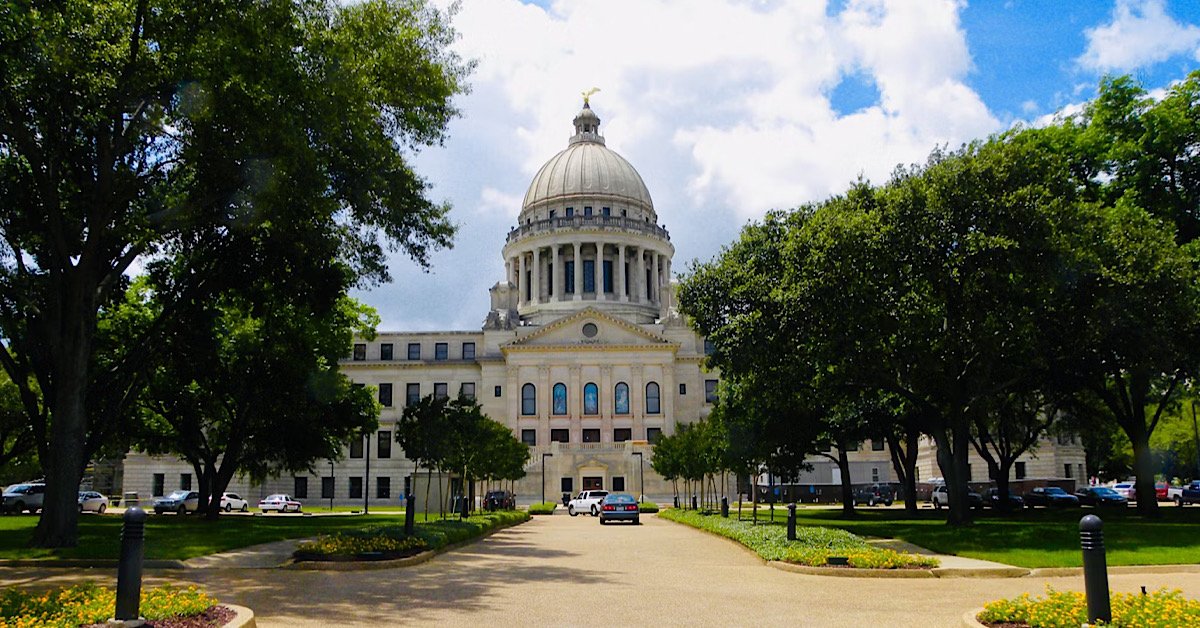 The Mississippi State Capitol building in Jackson, Mississippi. Car Insurance Laws are set here.
