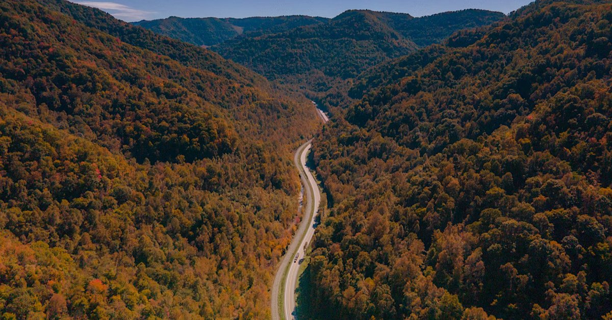 West Virginia road through the Mountains