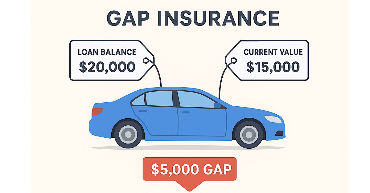 Illustration showing the gap between a car’s loan balance and its actual value