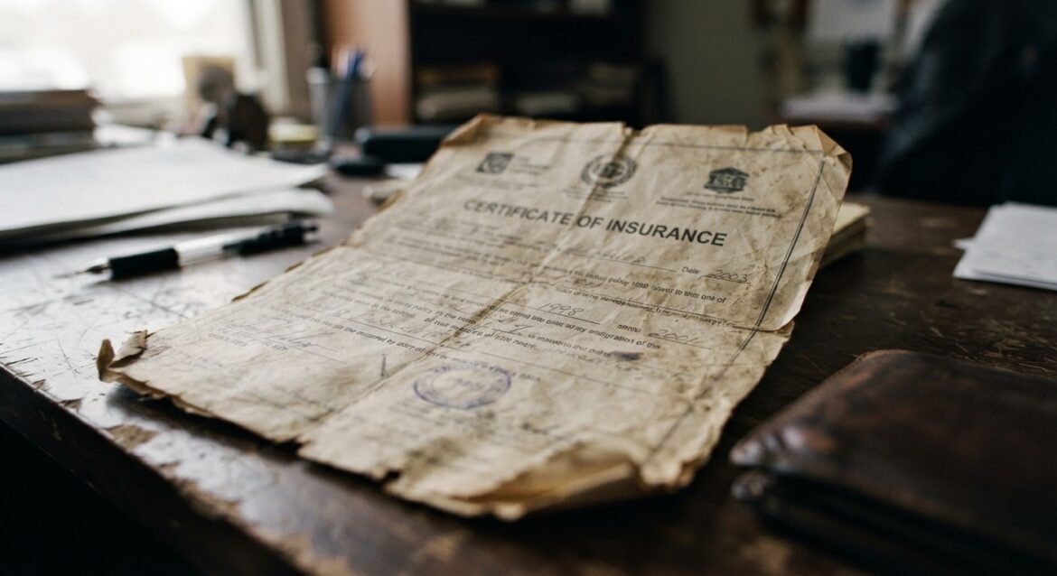 a faded, slightly worn insurance document