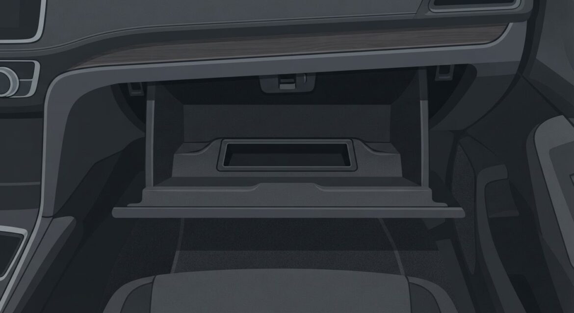 an empty insurance card slot in a car glovebox