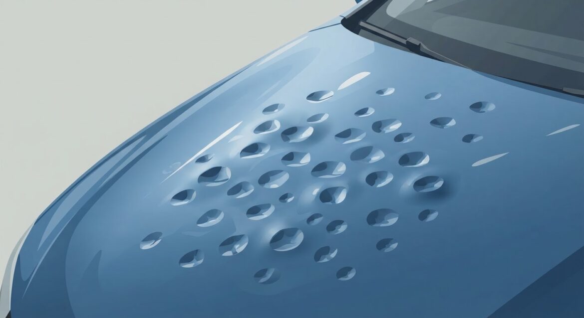 hail damage dents on a car hood